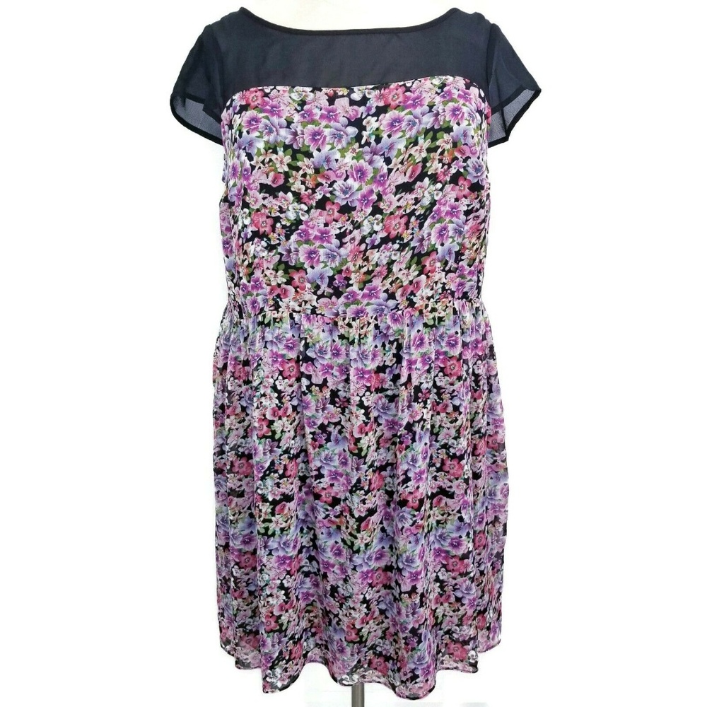 danny and nicole 20W Shift Dress Floral Black NWOT